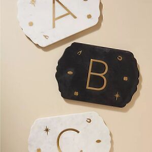 Anthropologie Lucky Marble “ X “ Monogram Serving Board  Pre Owned Excellent